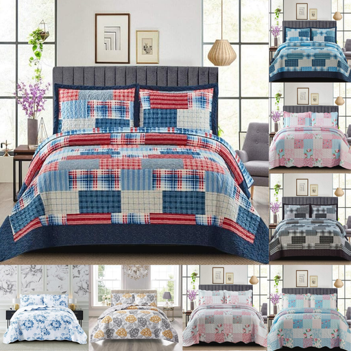  Cotton king collection bedspreads 3 pcs quilt set